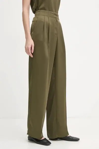 Kalhoty 2NDDAY Carter dámské, zelená barva, široké, high waist, 2251162279