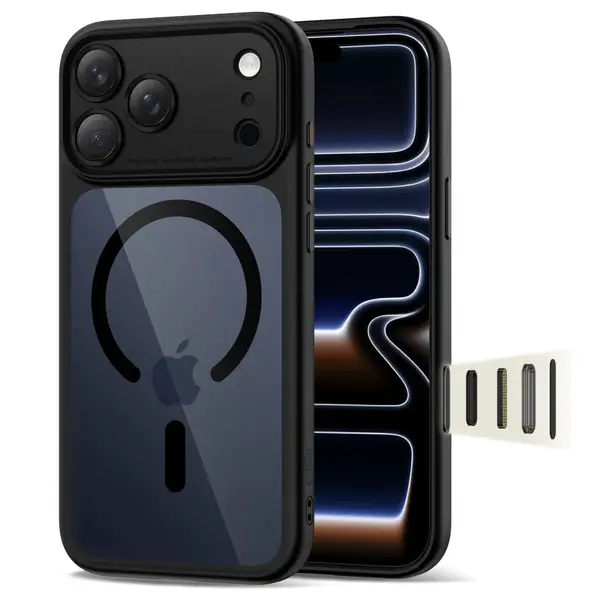 Tech-Protect MagPeak MagSafe CC, iPhone 17 Pro, černý / průhledný
