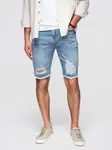 Ombre Men's short denim shorts with rips and holes - light blue