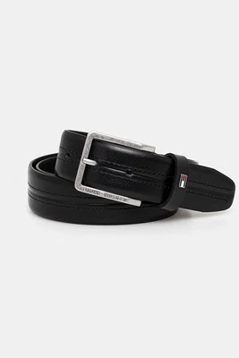 Kožený pásek Tommy Hilfiger pánský, černá barva, AM0AM13304