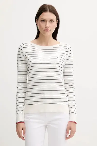 Svetr Tommy Hilfiger dámský, bílá barva, WW0WW40099