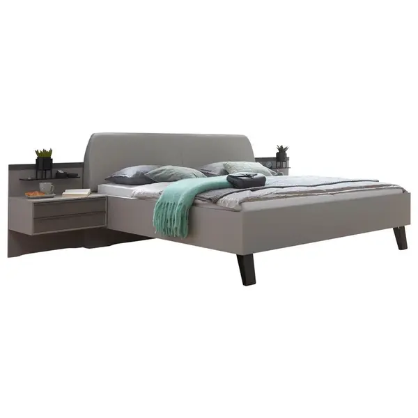 Dieter Knoll POSTEL S NOČNÍMI STOLKY, 180/200 cm, hnědá, šedá