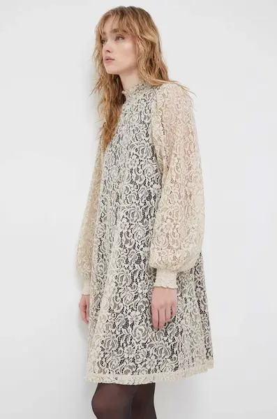 Šaty Bruuns Bazaar béžová barva, mini