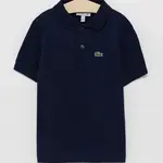 Dětská bavlněná polokošile Lacoste tmavomodrá barva