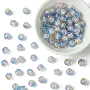 100Pcs Crackle Glass Beads