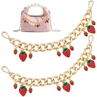 2Pcs Alloy Enamel Strawberry Charm Aluminum Bag Decorative Chains