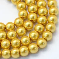 Baking Painted Pearlized Glass Pearl Round Bead Strands