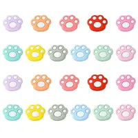 22Pcs 11 Colors Cat Paw Print Food Grade Eco-Friendly Silicone Focal Beads
