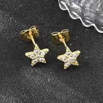 Brass Micro Pave Clear Cubic Zirconia Stud Earrings