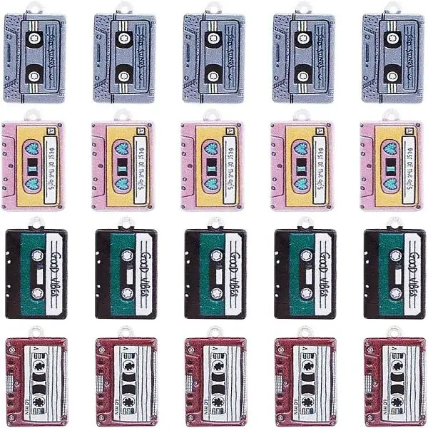 24pcs 4 Colors Baking Paint Alloy Pendants