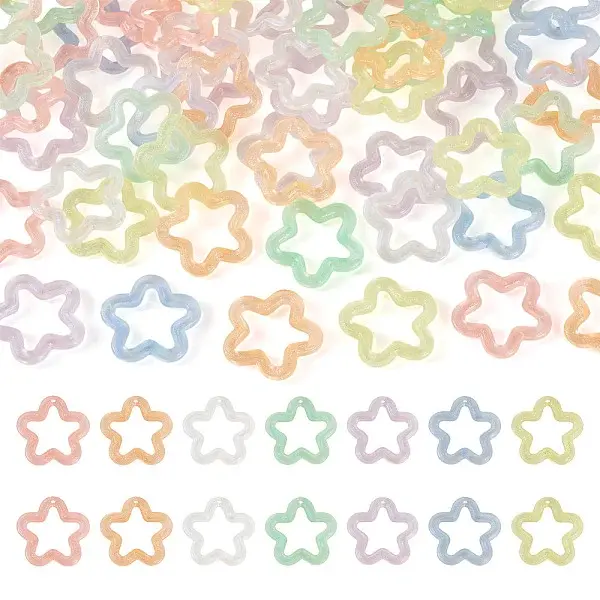 70Pcs 7 Colors Transparent Luminous Acrylic Pendants