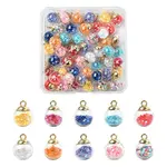 50Pcs 10 Colors Glass Round Pendants