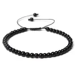 Adjustable Women's Black Agate Beaded Bracelet