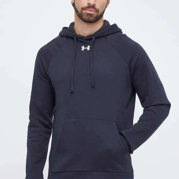 Mikina Under Armour pánská, černá barva, s kapucí, hladká, 1379757