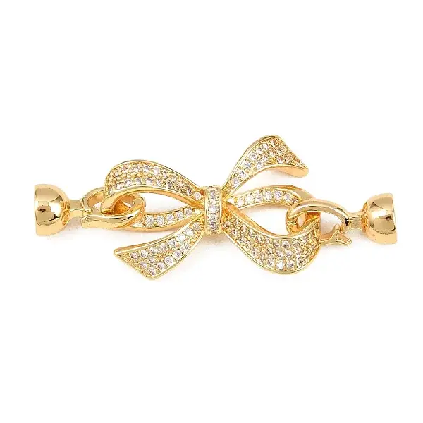 Brass Micro Pave Clear Cubic Zirconia Fold Over Clasps