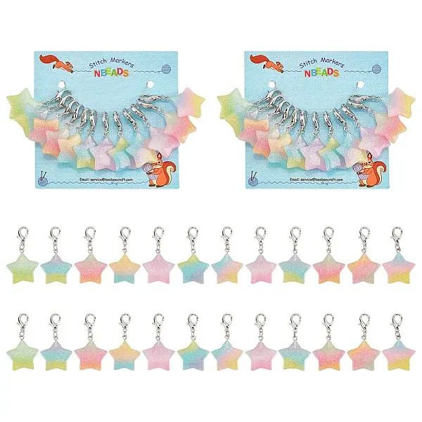 12Pcs Star Resin Pendant Decorations