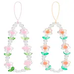 2Pcs 2 Colors Acrylic Flower Mobile Straps