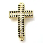 Brass Pave Black & Clear Cubic Zirconia Connector Charms