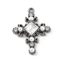 Cross Theme Brass Micro Pave Clear Cubic Zirconia Pendants