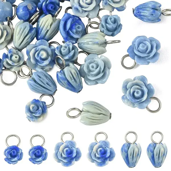 30Pcs 3 Styles Synthetic Shell Pendants