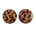 Round with Leopard Print Pattern Food Grade Silicone Beads