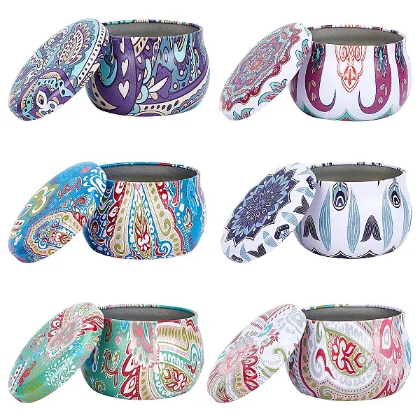 30pcs 6 Colors Printed Flower Pattern Tinplate Storage Box