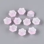 Transparent Two Tone Spray Painted Glass Bead Caps