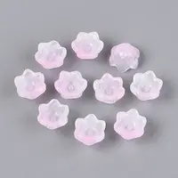 Transparent Two Tone Spray Painted Glass Bead Caps