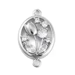 Brass Pave Clear Cubic Zirconia Connector Charms