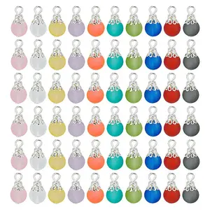 200Pcs 10 Color Transparent Frosted Glass Charms