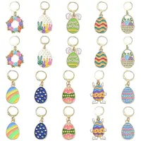 20Pcs 10 Styles Easter Alloy Enamel Pendant Decorations