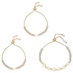 3Pcs Brass Pave Clear Cubic Zirconia Rectangle Slider Bracelet Making