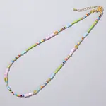 Ethnic Style Rainbow Color Square Natural Shell & Glass & Glass Seed Beaded Necklaces for Women