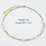 Handmade Natural Pearl & Howlite & Glass Beaded Necklace