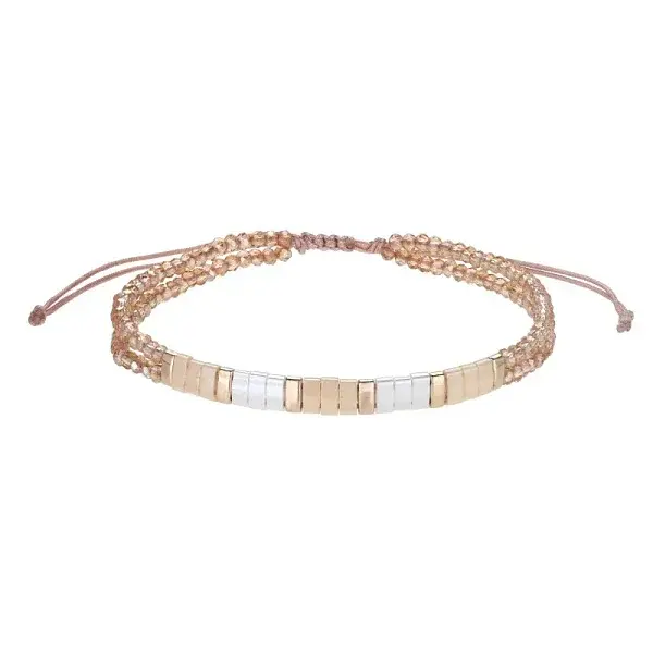 Bohemian Style Glass Seed Bead & Plastic Braided Bead Bracelets