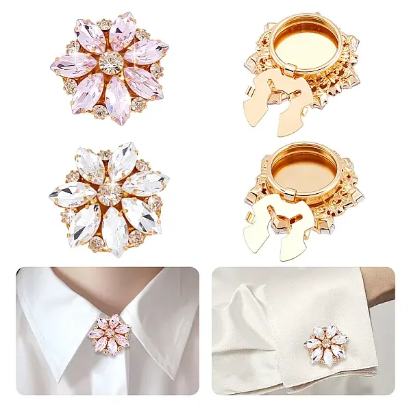 4Pcs 2 Colors Alloy Rhinestone Cufflinks