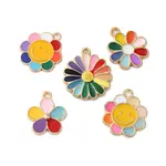 10Pcs 5 Styles Alloy Enamel Pendants