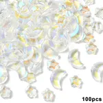 100Pcs 2 Styles Transparent Spray Painted Glass Beads