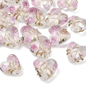 Handmade Gold Sand Lampwork Beads