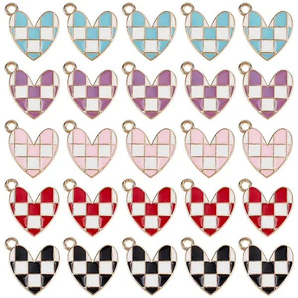 30Pcs Rack Plating Alloy Enamel Pendants