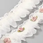 Polyester Flower Lace Ribbons with Faux Feather