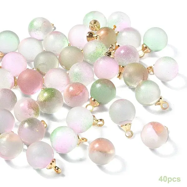 40Pcs Transparent Spray Painted Glass Charms