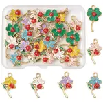 24Pcs 6 Styles Alloy Enamel Pendants