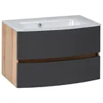 Held SKŘÍŇKA S UMYVADLEM, šedá, barvy dubu, 80 cm