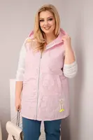 Dámska plus size vesta s kapucňou a kvetinovým dizajnom