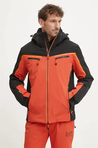 Lyžařská bunda EA7 Emporio Armani Kitzbuhel Colorblock Logo oranžová barva, PNCJZ.6DPG15