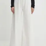 Kalhoty Answear.LAB dámské, bílá barva, široké, high waist