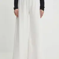 Kalhoty Answear.LAB dámské, bílá barva, široké, high waist