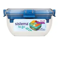 SISTEMA To go krabička s miskou na salát a příborem modrá 1,1 l
