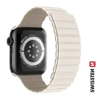 Swissten řemínek pro Apple Watch silikonový - magnetic 42 / 44 / 45 / 49 mm, bílá cappucino